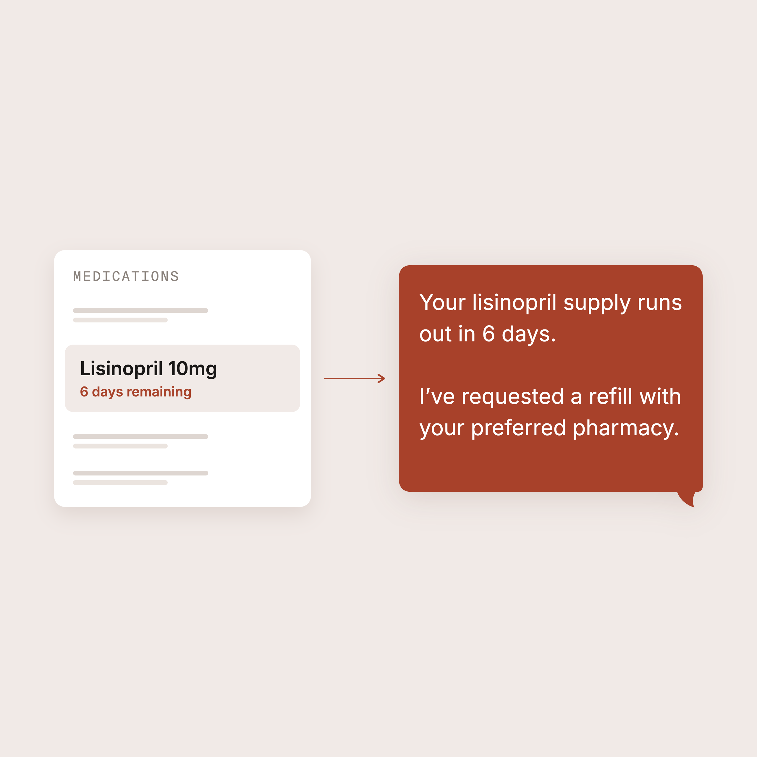 Outreach reminder card for an upcoming compliance refill