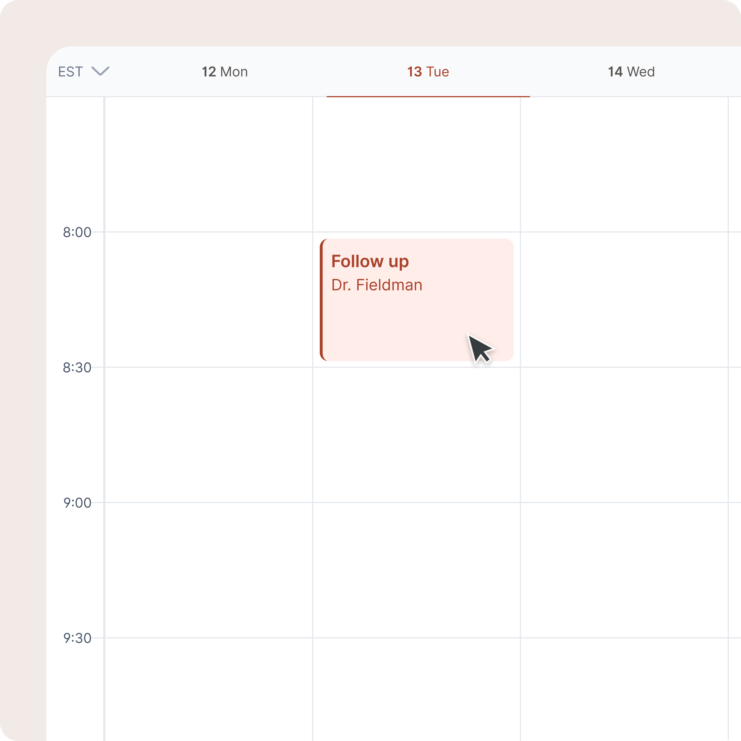 Calendar with a confirmed appointment slot